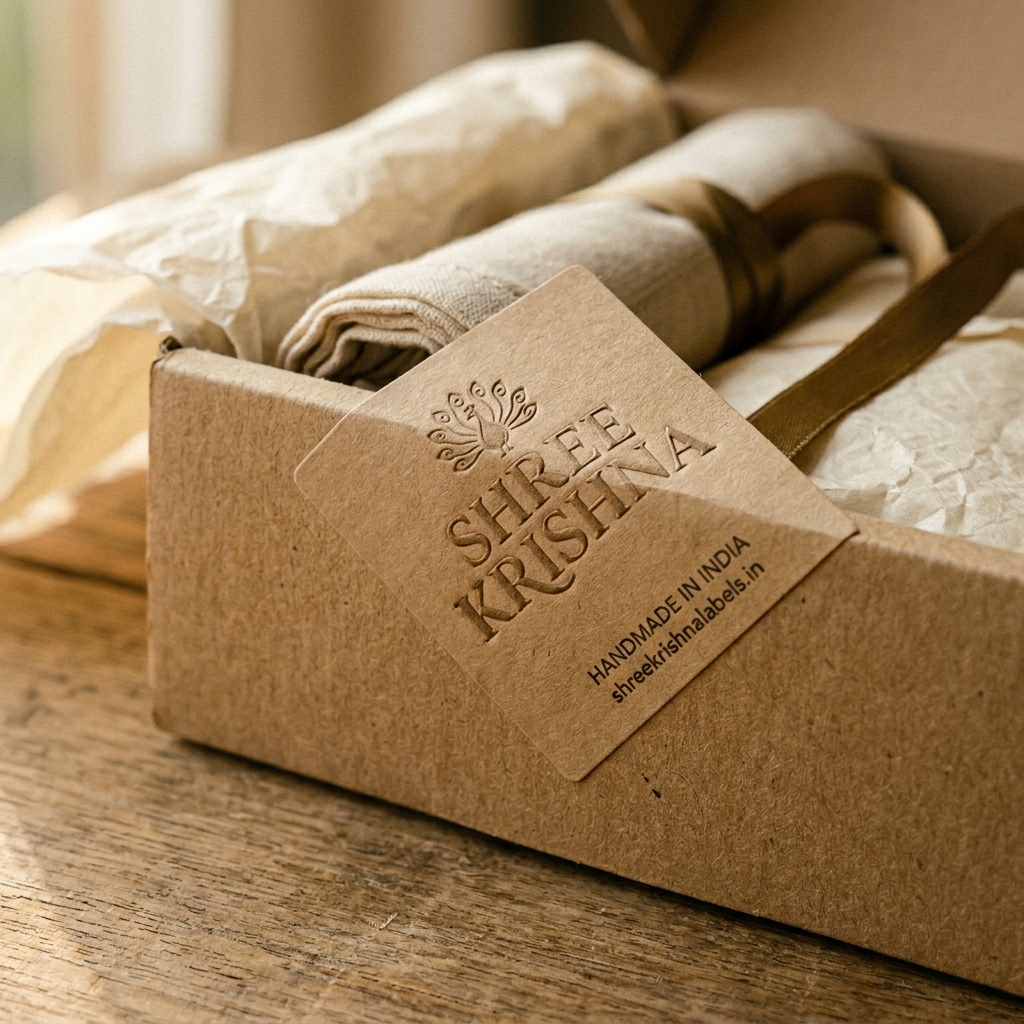 Kraft box closure sticker seal — Shree Krishna Labels